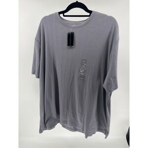 Via Europa Mens Wisdom Grey Ribbed Crewneck T-Shirt 3XB New 12276WI499